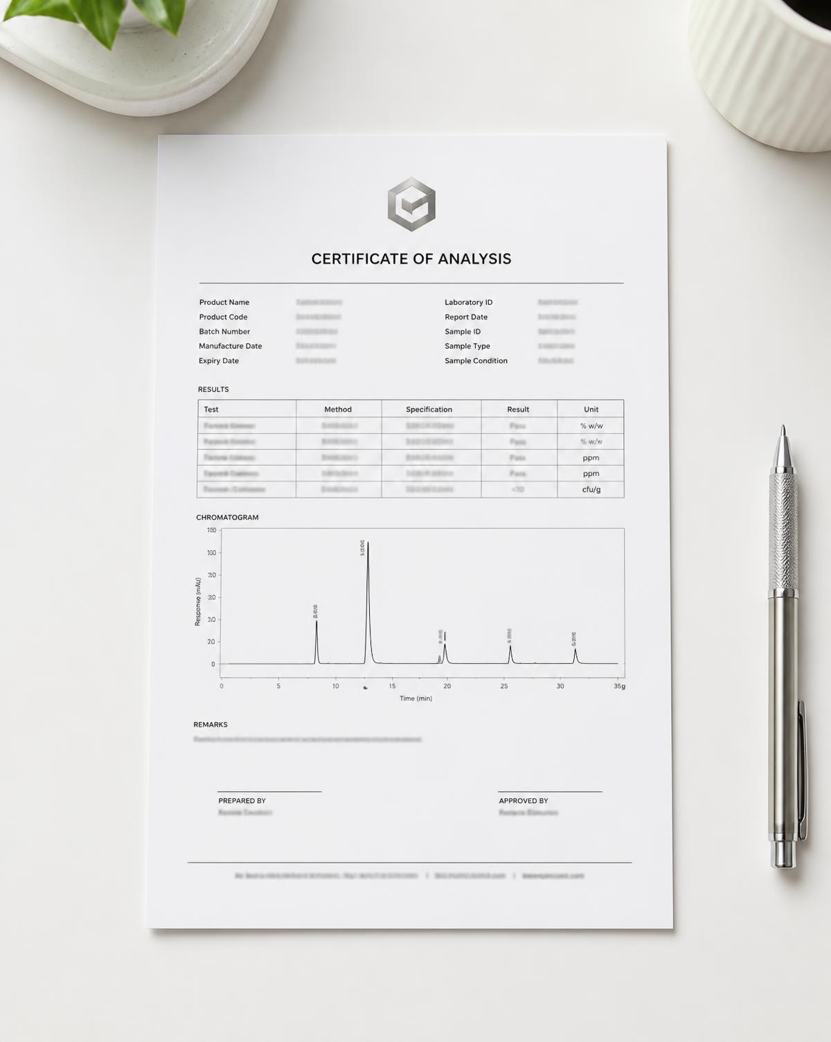 Certificado de análisis AETERN Peptides